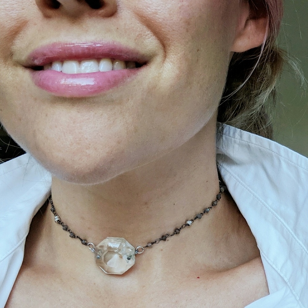 * Handmade * Antique Crystal Labradorite Choker